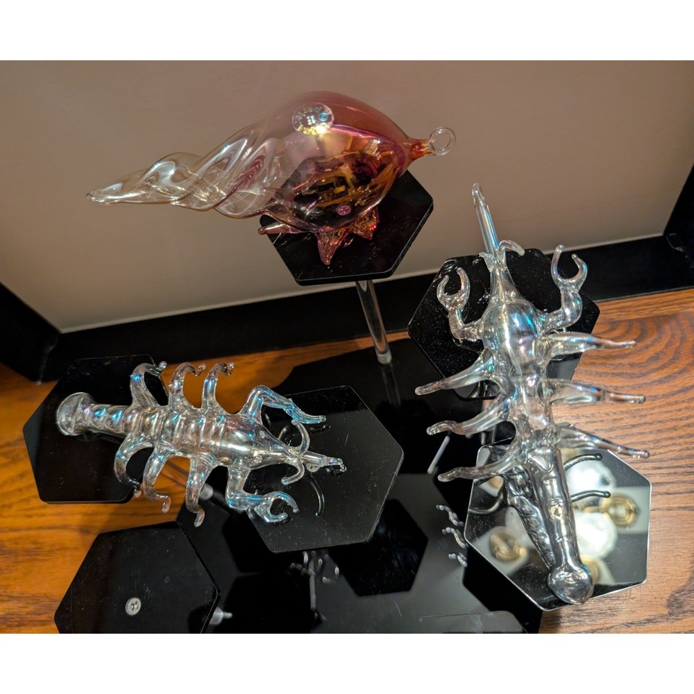 Hand Blown Vintage Parise Vetro Murano Art Glass Lobster Seashell Lot 6" As Is